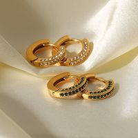 Fashion Circle Gold Plated Stainless Steel Zircon Gold Plated Earrings main image 1