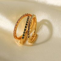 Fashion Geometric Stainless Steel Open Ring Gold Plated Zircon Stainless Steel Rings main image 5