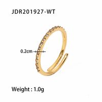 Mode Geometrisch Rostfreier Stahl Offener Ring Vergoldet Zirkon Edelstahl Ringe sku image 1