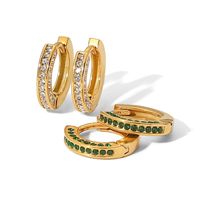 Fashion Circle Gold Plated Stainless Steel Zircon Gold Plated Earrings main image 3