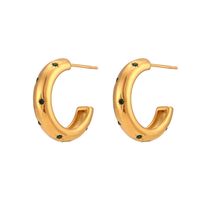 Lady Geometric Stainless Steel Hoop Earrings Plating Zircon Stainless Steel Earrings sku image 2