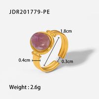 Fashion Geometric Stainless Steel Open Ring Gold Plated Artificial Gemstones Stainless Steel Rings sku image 2
