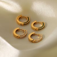 Fashion Circle Gold Plated Stainless Steel Zircon Gold Plated Earrings main image 2
