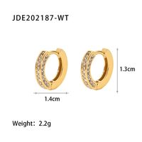 Fashion Circle Gold Plated Stainless Steel Zircon Gold Plated Earrings sku image 1