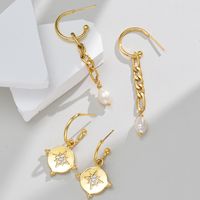 Retro Round Heart Shape Pearl Stainless Steel Drop Earrings Plating Stainless Steel Earrings main image 2