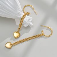 Retro Round Heart Shape Pearl Stainless Steel Drop Earrings Plating Stainless Steel Earrings sku image 2