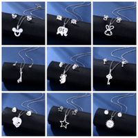 Simple Style Pentagram Star Elephant Stainless Steel Earrings Necklace 3 Piece Set main image 6