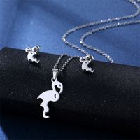Simple Style Pentagram Star Elephant Stainless Steel Earrings Necklace 3 Piece Set main image 4