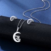 Simple Style Pentagram Star Elephant Stainless Steel Earrings Necklace 3 Piece Set main image 5