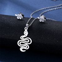 Simple Style Pentagram Star Elephant Stainless Steel Earrings Necklace 3 Piece Set sku image 4
