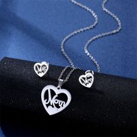 Simple Style Pentagram Star Elephant Stainless Steel Earrings Necklace 3 Piece Set sku image 2