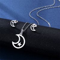 Simple Style Pentagram Star Elephant Stainless Steel Earrings Necklace 3 Piece Set sku image 16