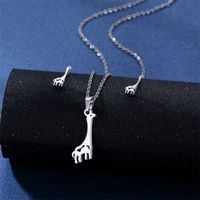 Simple Style Pentagram Star Elephant Stainless Steel Earrings Necklace 3 Piece Set sku image 20