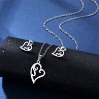 Simple Style Pentagram Star Elephant Stainless Steel Earrings Necklace 3 Piece Set sku image 23