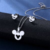 Simple Style Pentagram Star Elephant Stainless Steel Earrings Necklace 3 Piece Set sku image 14