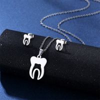 Simple Style Pentagram Star Elephant Stainless Steel Earrings Necklace 3 Piece Set sku image 21