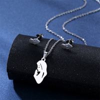 Simple Style Pentagram Star Elephant Stainless Steel Earrings Necklace 3 Piece Set sku image 28