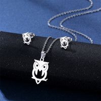 Simple Style Pentagram Star Elephant Stainless Steel Earrings Necklace 3 Piece Set sku image 26