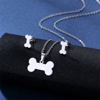 Simple Style Pentagram Star Elephant Stainless Steel Earrings Necklace 3 Piece Set sku image 30