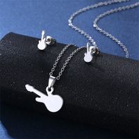 Simple Style Pentagram Star Elephant Stainless Steel Earrings Necklace 3 Piece Set sku image 33