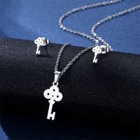 Simple Style Pentagram Star Elephant Stainless Steel Earrings Necklace 3 Piece Set sku image 38