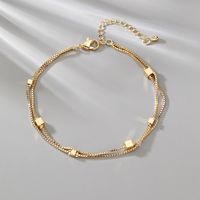 Fashion Splicing Square Copper Plating Anklet 1 Piece main image 4