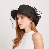 Women's Fashion Solid Color Gauze Crimping Straw Hat main image 2
