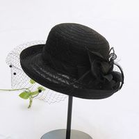 Women's Fashion Solid Color Gauze Crimping Straw Hat main image 9