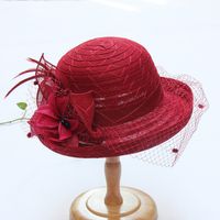 Women's Fashion Solid Color Gauze Crimping Straw Hat main image 4