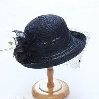 Women's Fashion Solid Color Gauze Crimping Straw Hat sku image 3