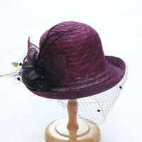 Women's Fashion Solid Color Gauze Crimping Straw Hat sku image 4
