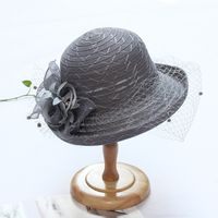 Women's Fashion Solid Color Gauze Crimping Straw Hat sku image 5