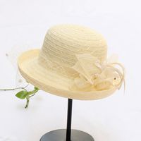 Women's Fashion Solid Color Gauze Crimping Straw Hat sku image 7