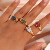 Fashion Geometric Stainless Steel Rings Plating Inlaid Zircon Zircon Stainless Steel Rings main image 5