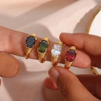 Fashion Geometric Stainless Steel Rings Plating Inlaid Zircon Zircon Stainless Steel Rings main image 3