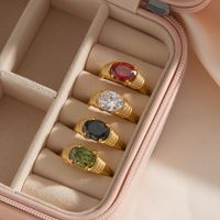 Fashion Geometric Stainless Steel Rings Plating Inlaid Zircon Zircon Stainless Steel Rings main image 4
