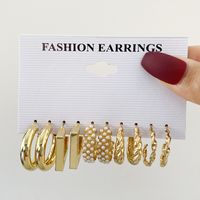 1 Set Lady Simple Style Geometric Plating Inlay Alloy Acetic Acid Sheets Artificial Pearls Earrings sku image 5