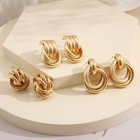 Simple Style Twist Metal Plating Metal Earrings 3 Pairs main image 1