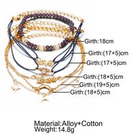 Vintage Style Geometric Star Moon Alloy Cotton Plating Rhinestone Bracelets 1 Set main image 3
