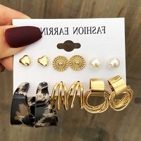 Simple Style Round Heart Shape Metal Plating Metal Earrings 6 Pairs main image 3