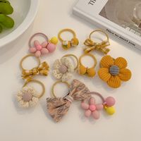 Cute Flower Bow Knot Cloth Rubber Band 1 Set sku image 10