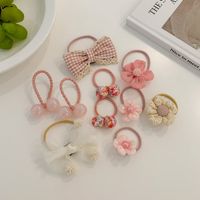 Cute Flower Bow Knot Cloth Rubber Band 1 Set sku image 1