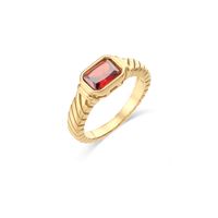 Vintage Style Geometric Stainless Steel Gold Plated Rings Plating Inlaid Zircon Zircon Gold Plated Stainless Steel Rings sku image 4