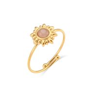 Fashion Sun Stainless Steel Inlay Opal Gold Plated Open Ring sku image 1
