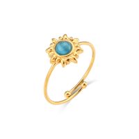 Fashion Sun Stainless Steel Inlay Opal Gold Plated Open Ring sku image 3