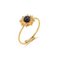 Fashion Sun Stainless Steel Inlay Opal Gold Plated Open Ring sku image 4