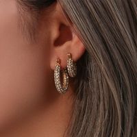 Fashion Geometric Plating Inlaid Zircon Stainless Steel Zircon Gold Plated Earrings main image 6