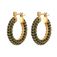 Fashion Geometric Plating Inlaid Zircon Stainless Steel Zircon Gold Plated Earrings sku image 4