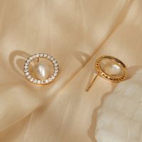 Fashion Round Copper Ear Studs Plating Pearl Zircon Copper Earrings main image 3