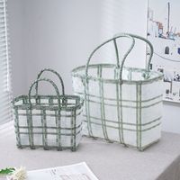 Ins Summer Cool Colorful Transparent Frosted Jelly Bag Handbag Women's Large Capacity Totes Woven Vegetable Basket sku image 4